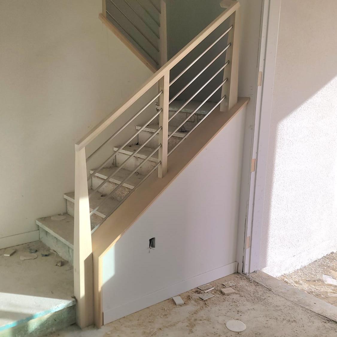 Carpet-to-hardwood stair conversion with oak treads