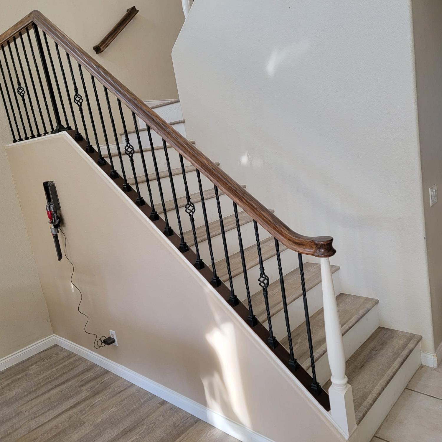 Modern stair railing with horizontal metal detail